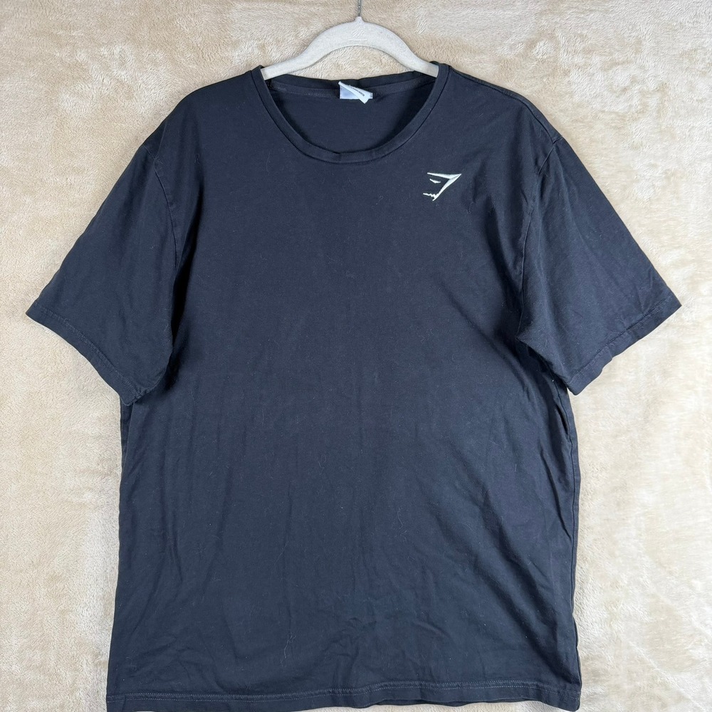 Gymshark Black Logo T Shirt Men's Size Large Cotton Athletic Fitness Tee